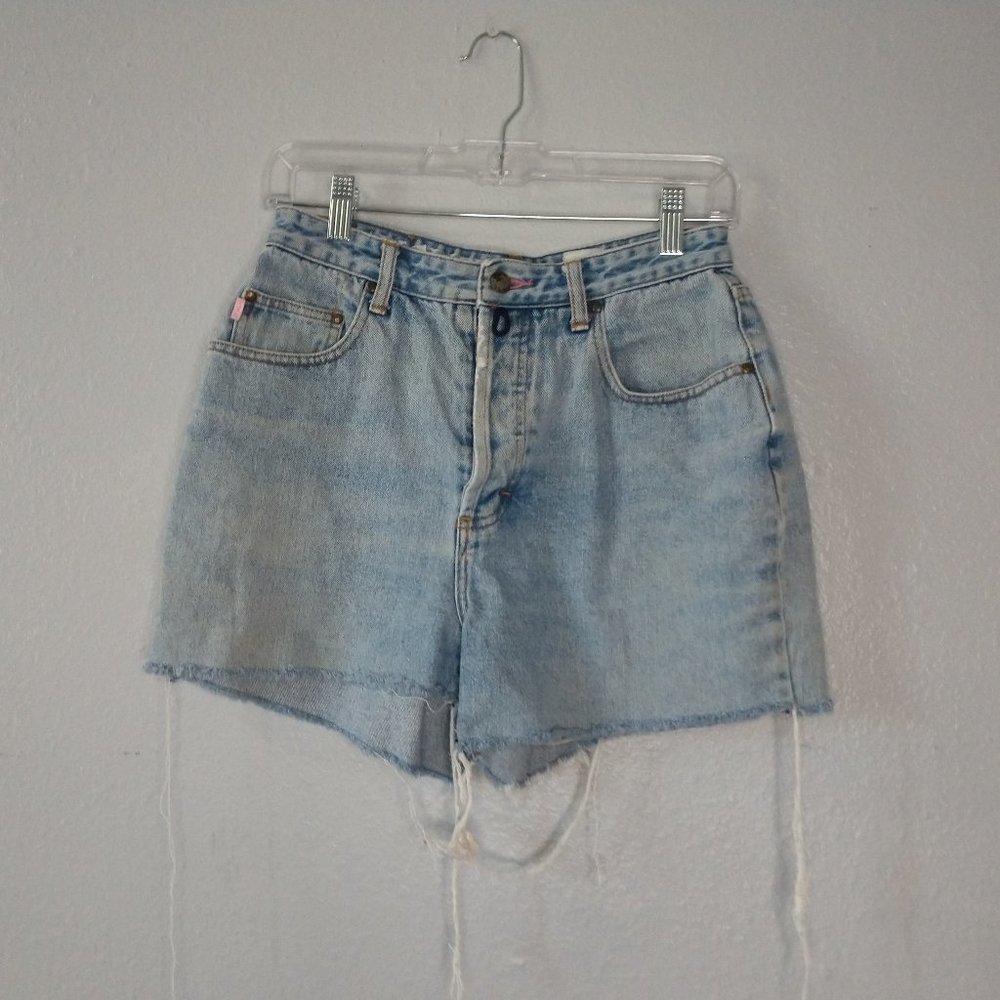 Sam & Libby Women's Size 2 / 26 Denim Distressed Mom Jean Shorts Button Fly High